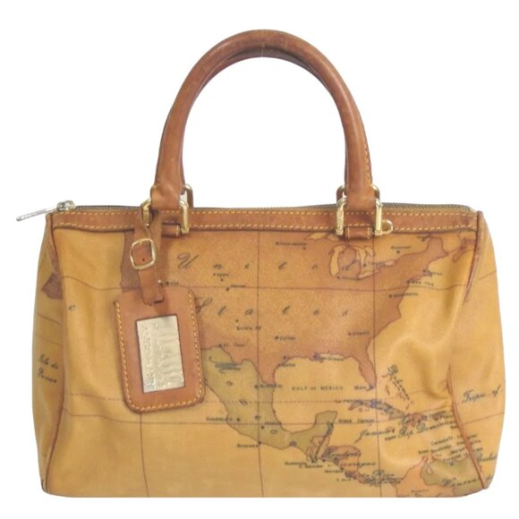 Authentic Alviero Martini Prima Classe Geo Classic Map Satchel Hand Bag - Picture 14 of 15
